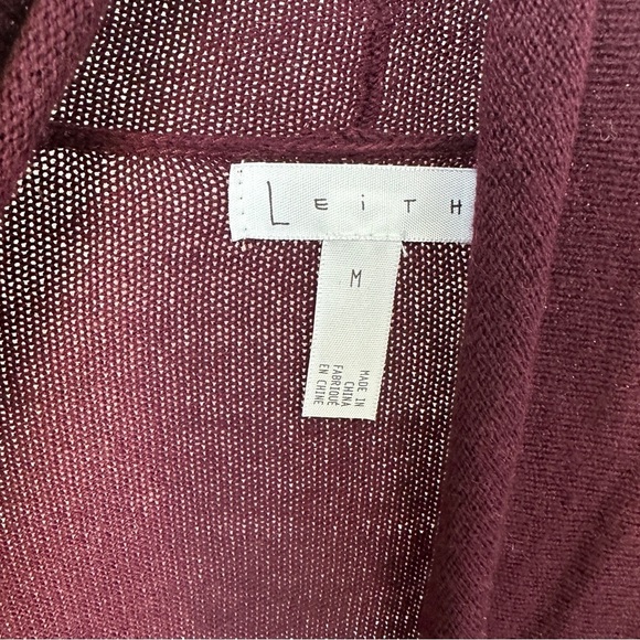 Leith Drape Front Long Duster Lightweight Cardigan Burgandy SZ Medium - Picture 9 of 10